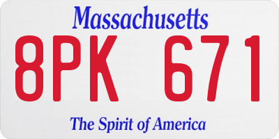 MA license plate 8PK671