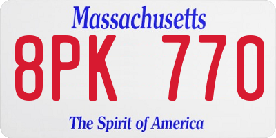 MA license plate 8PK770