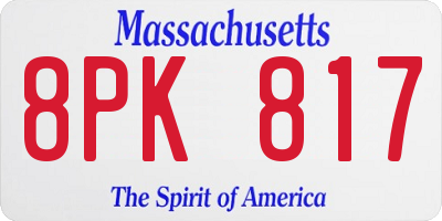 MA license plate 8PK817
