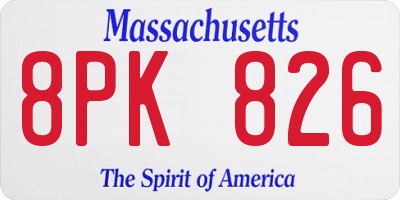 MA license plate 8PK826