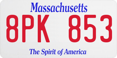 MA license plate 8PK853
