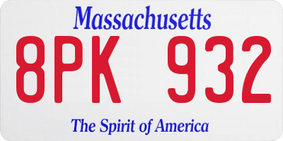 MA license plate 8PK932