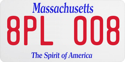 MA license plate 8PL008