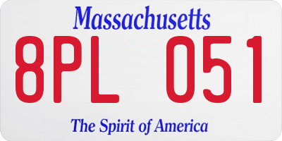 MA license plate 8PL051