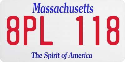MA license plate 8PL118