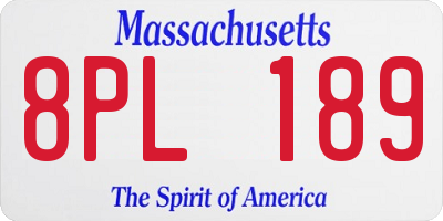 MA license plate 8PL189