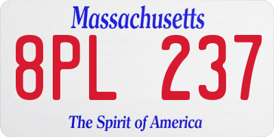 MA license plate 8PL237