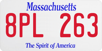 MA license plate 8PL263