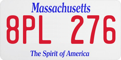 MA license plate 8PL276