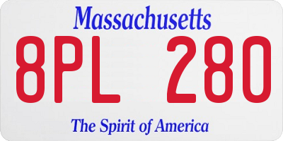 MA license plate 8PL280