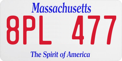 MA license plate 8PL477