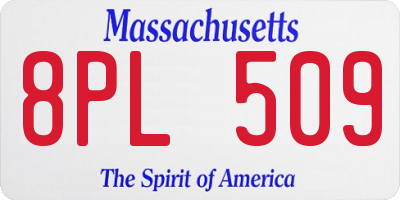 MA license plate 8PL509