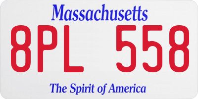 MA license plate 8PL558
