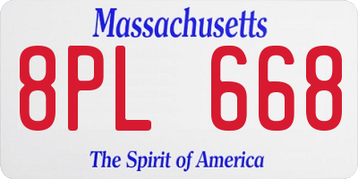 MA license plate 8PL668