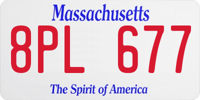 MA license plate 8PL677
