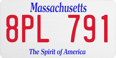 MA license plate 8PL791