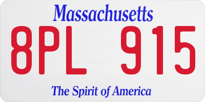 MA license plate 8PL915