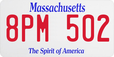 MA license plate 8PM502