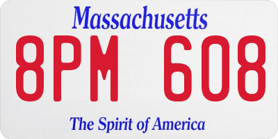 MA license plate 8PM608