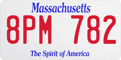 MA license plate 8PM782