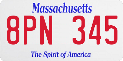 MA license plate 8PN345