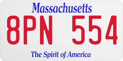 MA license plate 8PN554