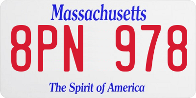 MA license plate 8PN978