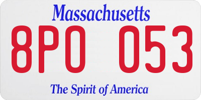 MA license plate 8PO053