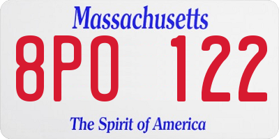 MA license plate 8PO122
