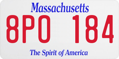 MA license plate 8PO184