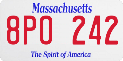 MA license plate 8PO242