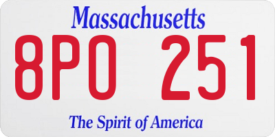 MA license plate 8PO251