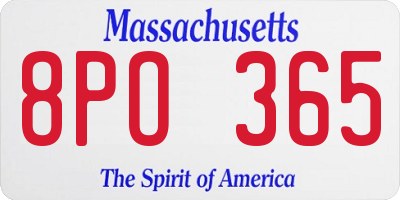 MA license plate 8PO365