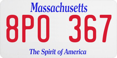 MA license plate 8PO367