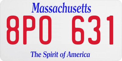 MA license plate 8PO631