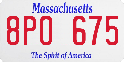 MA license plate 8PO675