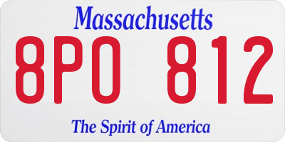 MA license plate 8PO812