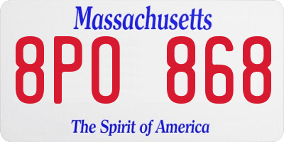 MA license plate 8PO868