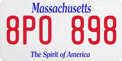 MA license plate 8PO898