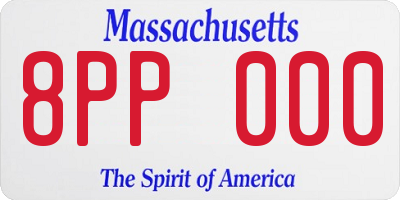 MA license plate 8PP000
