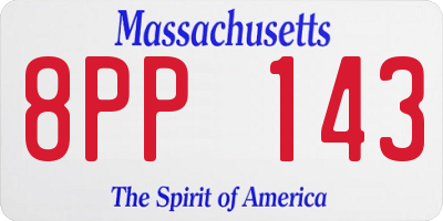 MA license plate 8PP143