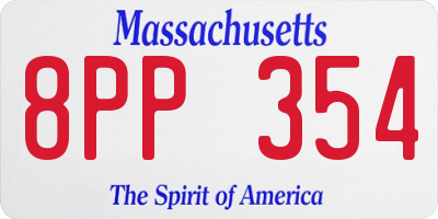 MA license plate 8PP354