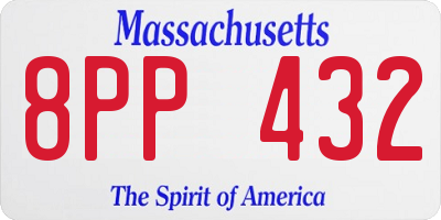 MA license plate 8PP432