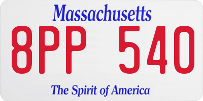 MA license plate 8PP540