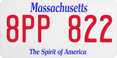 MA license plate 8PP822
