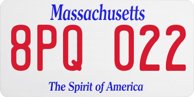 MA license plate 8PQ022