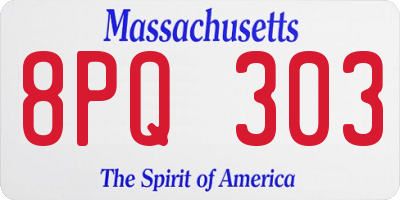 MA license plate 8PQ303