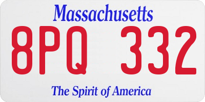 MA license plate 8PQ332