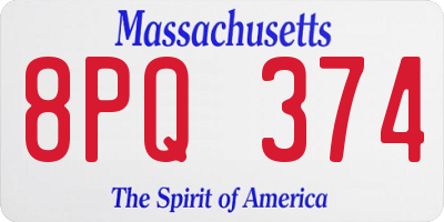MA license plate 8PQ374