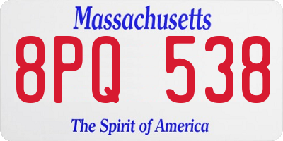 MA license plate 8PQ538